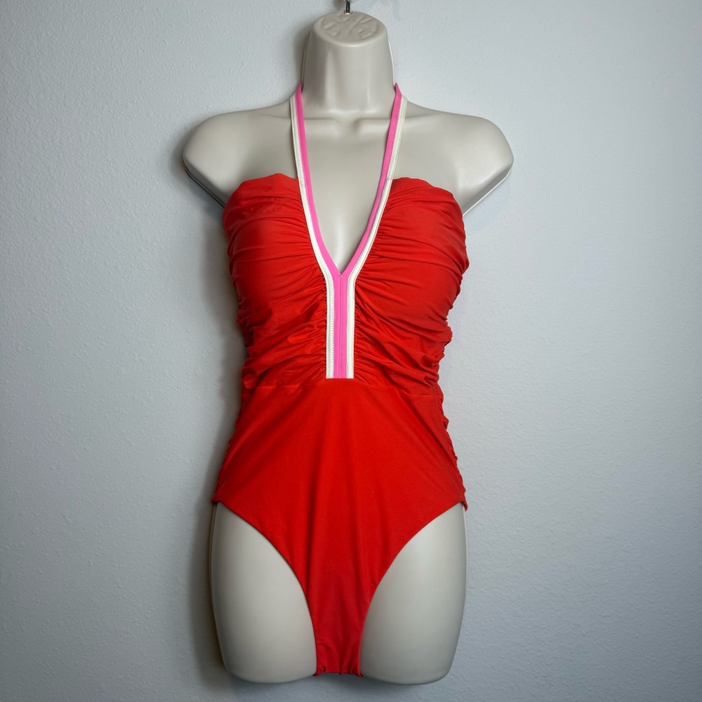 NWT PQ SWIM Size Large Josie Ruched One Piece Swimsuit Passion Color
